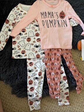 Mama's Pumpkin Pink Long-Sleeve Kids Pajama Set